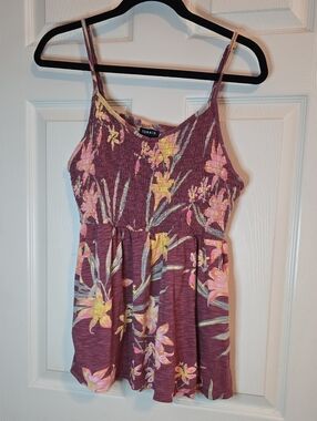 torrid Plum Floral Smocked Spaghetti Strap Tank